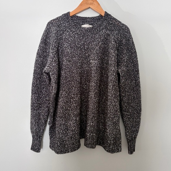 LOFT Sweaters - Loft Knit Sweater Marled Black Gray White Pullover Crew Neck Medium